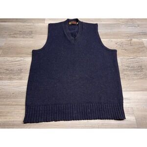 Vintage Jersild 70s Sweater Vest Navy Blue Wool Blend Grandpa Preppy Old Money L